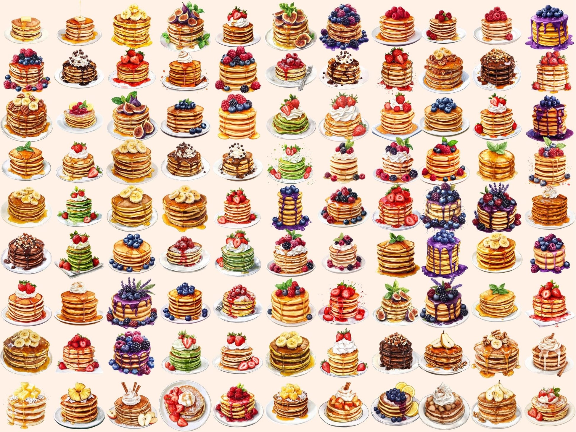 Pancakes Watercolor Clipart - High - Quality Instant Digital Download for Creative Projects