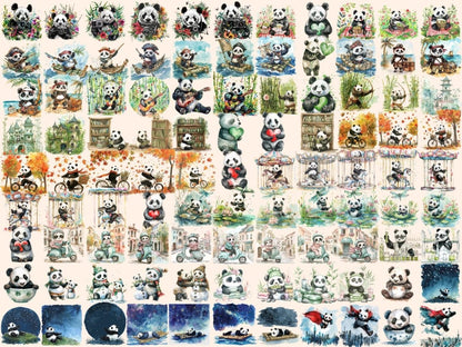 Pandas Watercolor Clipart cute panda clipart - Wonders Artist