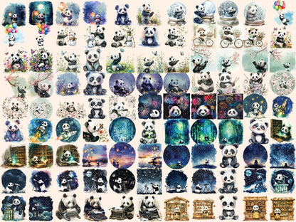 Pandas Watercolor Clipart cute panda clipart - Wonders Artist