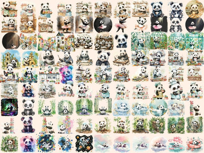 Pandas Watercolor Clipart cute panda clipart - Wonders Artist