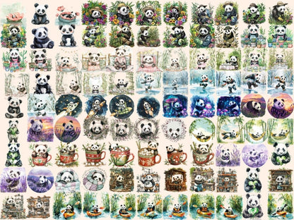 Pandas Watercolor Clipart cute panda clipart - Wonders Artist
