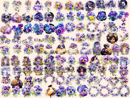 Pansy Flowers Watercolor Clipart pansies clipart - Wonders Artist