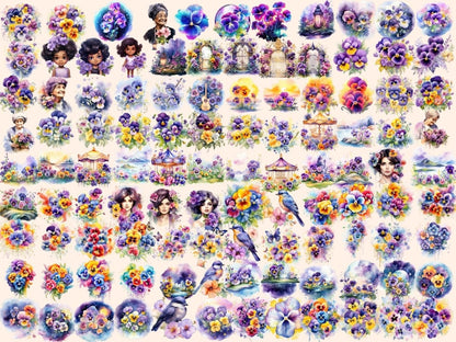 Pansy Flowers Watercolor Clipart pansies clipart - Wonders Artist