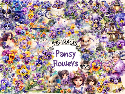 Pansy Flowers Watercolor Clipart pansies clipart - Wonders Artist