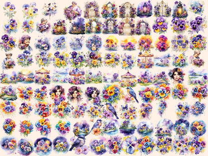 Pansy Flowers Watercolor Clipart pansies clipart - Wonders Artist