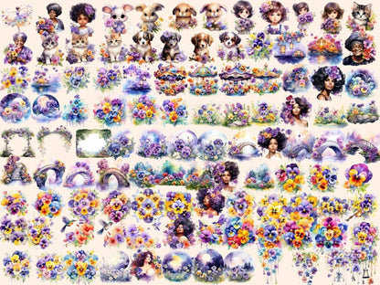 Pansy Flowers Watercolor Clipart pansies clipart - Wonders Artist