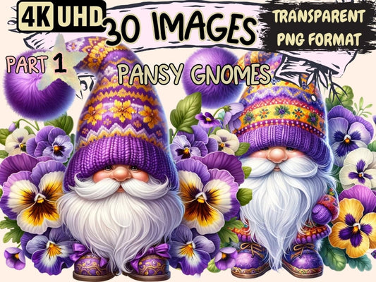 Pansy Gnomes Clipart Cute gnome art - Wonders Artist