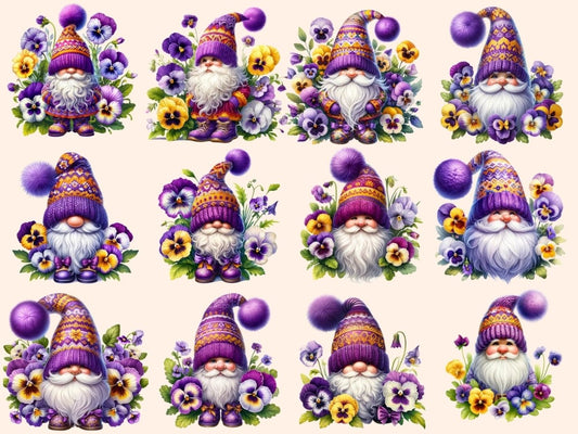 Clipart s trpaslíky a maceškami