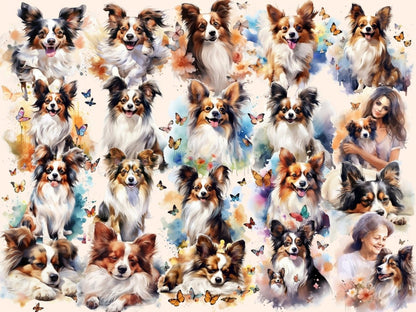 Papillons Watercolor Clipart cute dog clipart - Wonders Artist