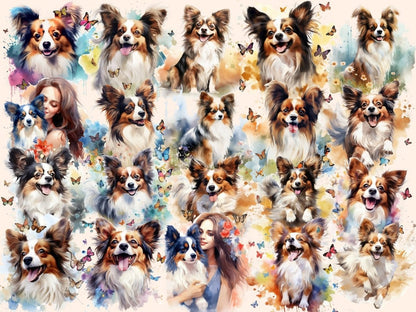 Papillons Watercolor Clipart cute dog clipart - Wonders Artist