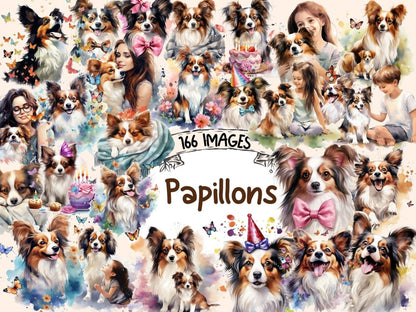 Papillons Watercolor Clipart cute dog clipart - Wonders Artist