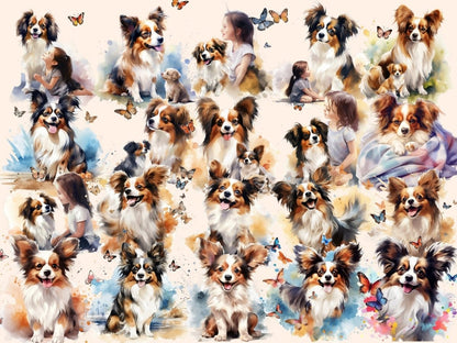 Papillons Watercolor Clipart cute dog clipart - Wonders Artist