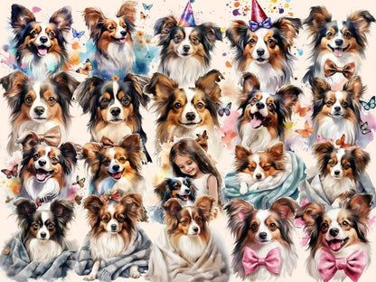 Papillons Watercolor Clipart cute dog clipart - Wonders Artist