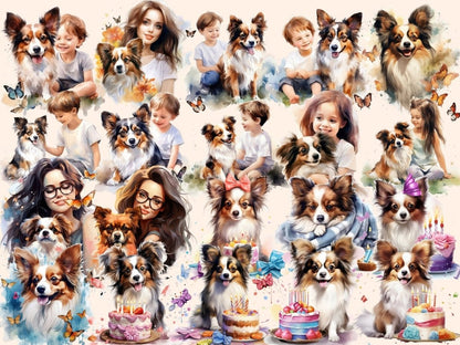Papillons Watercolor Clipart cute dog clipart - Wonders Artist