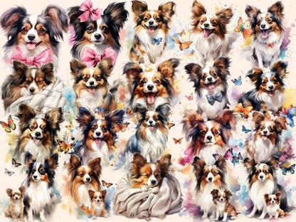 Papillons Watercolor Clipart cute dog clipart - Wonders Artist