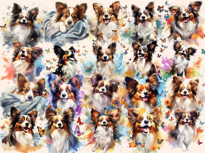 Papillons Watercolor Clipart cute dog clipart - Wonders Artist