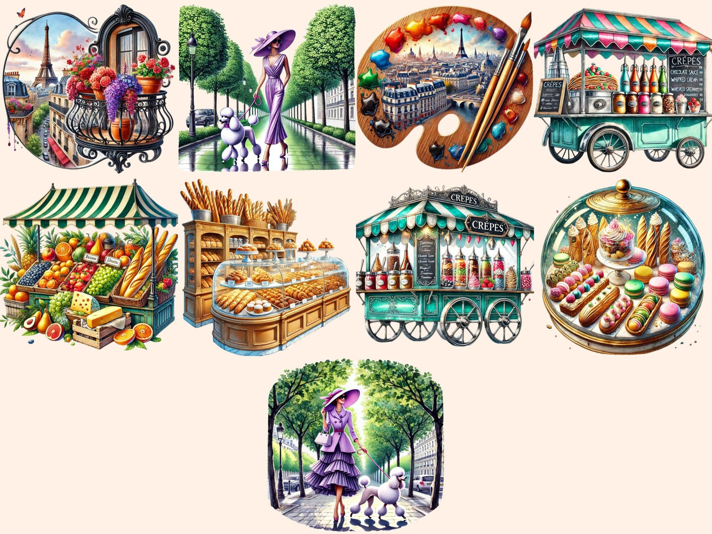 Paris Life (P2) Clipart - High - Quality Instant Digital Download for Creative Projects