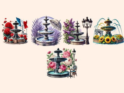 Parisian Fountains (P2) Clipart Elegant Fountain Art - Wonders Artist
