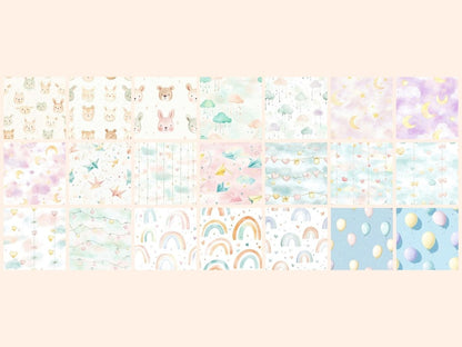 Pastel Baby Seamless Pattern Digital Papers baby background baby digital paper baby seamless - WondersArtist