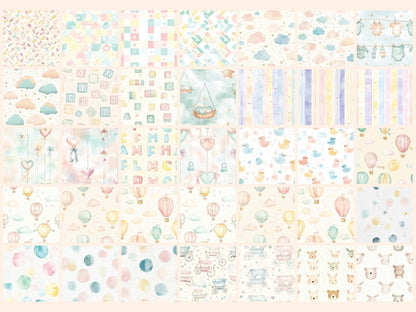 Pastel Baby Seamless Pattern Digital Papers baby background baby digital paper baby seamless - WondersArtist