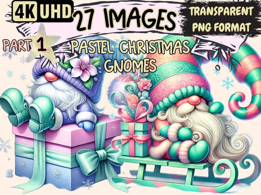 Pastel Christmas Gnomes Clipart Christmas Gnome Art - Wonders Artist