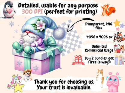 Pastel Christmas Gnomes Clipart Christmas Gnome Art - Wonders Artist