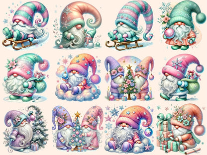 Pastel Christmas Gnomes Clipart Christmas Gnome Art - Wonders Artist