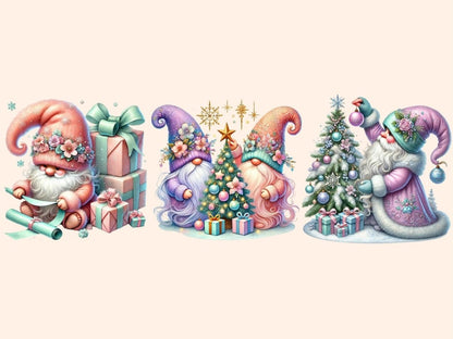 Pastel Christmas Gnomes Clipart Christmas Gnome Art - Wonders Artist