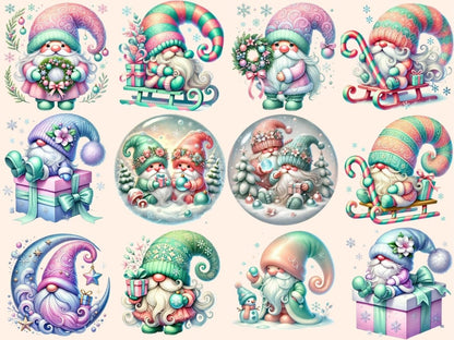 Pastel Christmas Gnomes Clipart Christmas Gnome Art - Wonders Artist