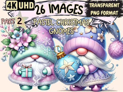 Pastel Christmas Gnomes (P2) Clipart Christmas Gnome Art - Wonders Artist