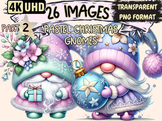 Pastel Christmas Gnomes (P2) Clipart Christmas Gnome Art - Wonders Artist