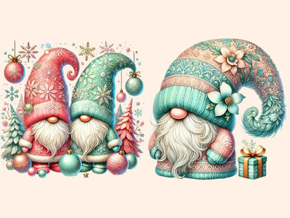 Pastel Christmas Gnomes (P2) Clipart Christmas Gnome Art - Wonders Artist