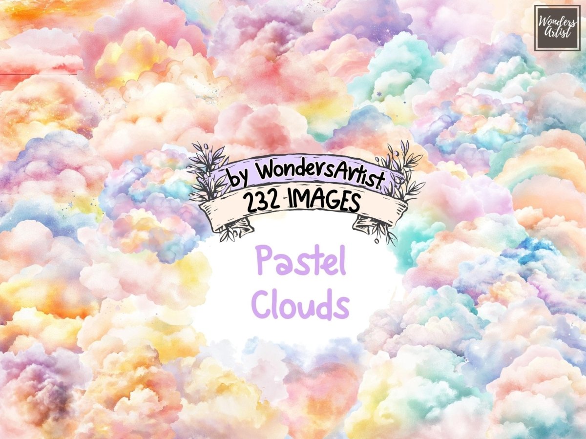 Pastel Clouds Watercolor Clipart baby cloud clipart cloud clipart cloud illustration - WondersArtist