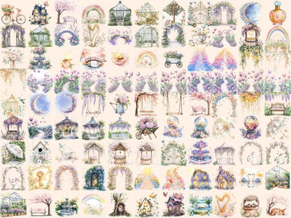 Pastel Garden Watercolor Clipart blooming florals png - Wonders Artist