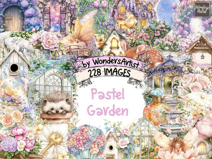 Pastel Garden Watercolor Clipart blooming florals png - Wonders Artist