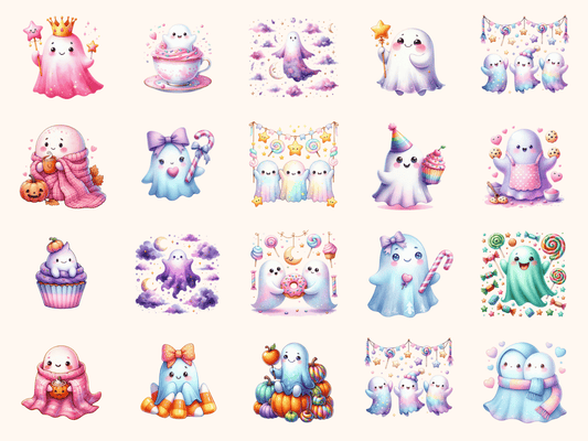 Pastel Ghosts Clipart