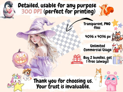 Pastel Halloween Watercolor Clipart Cute Halloween Art - Wonders Artist