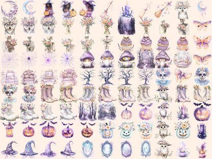 Pastel Halloween Watercolor Clipart Cute Halloween Art - Wonders Artist