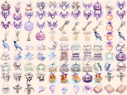 Pastel Halloween Watercolor Clipart Cute Halloween Art - Wonders Artist