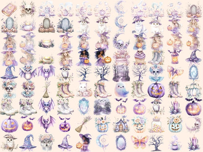 Pastel Halloween Watercolor Clipart Cute Halloween Art - Wonders Artist