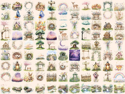 Pastel Meadows Watercolor Clipart blooming field png - Wonders Artist