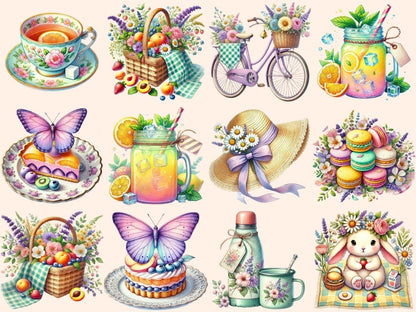 Pastel Picnic Clipart cute picnic png girly picnic art new bundles all - WondersArtist