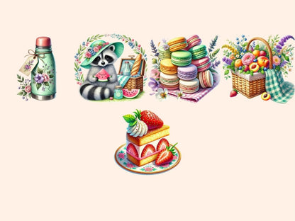 Pastel Picnic Clipart cute picnic png girly picnic art new bundles all - WondersArtist