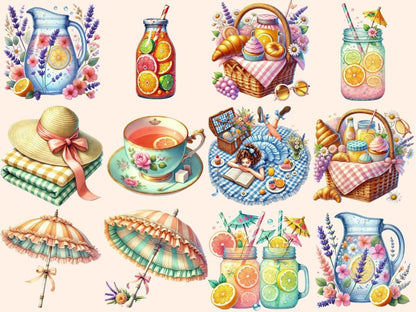Pastel Picnic Clipart cute picnic png girly picnic art new bundles all - WondersArtist