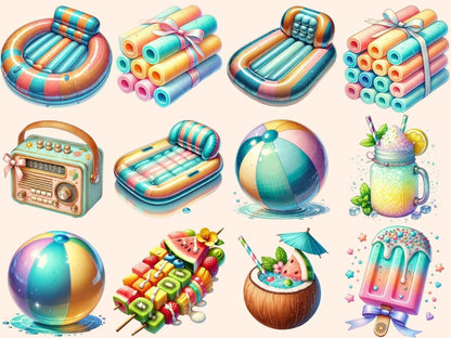 Pastel Pool Party (P1) Clipart beach ball clipart - Wonders Artist