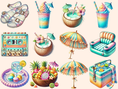 Pastel Pool Party (P2) Clipart beach ball clipart - Wonders Artist