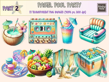 Pastel Pool Party (P2) Clipart beach ball clipart - Wonders Artist