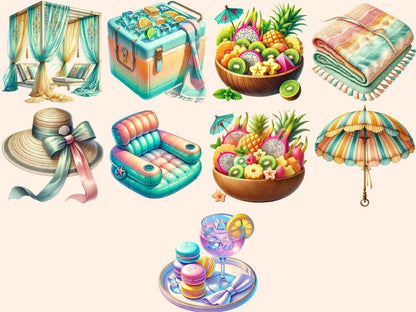 Pastel Pool Party (P2) Clipart beach ball clipart - Wonders Artist