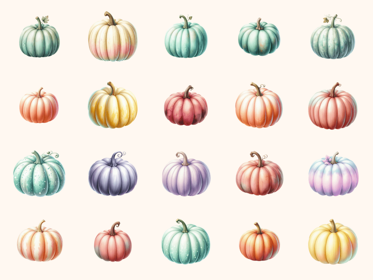 Pastel Pumpkins Clipart All Bundles Clipart Line Art - WondersArtist