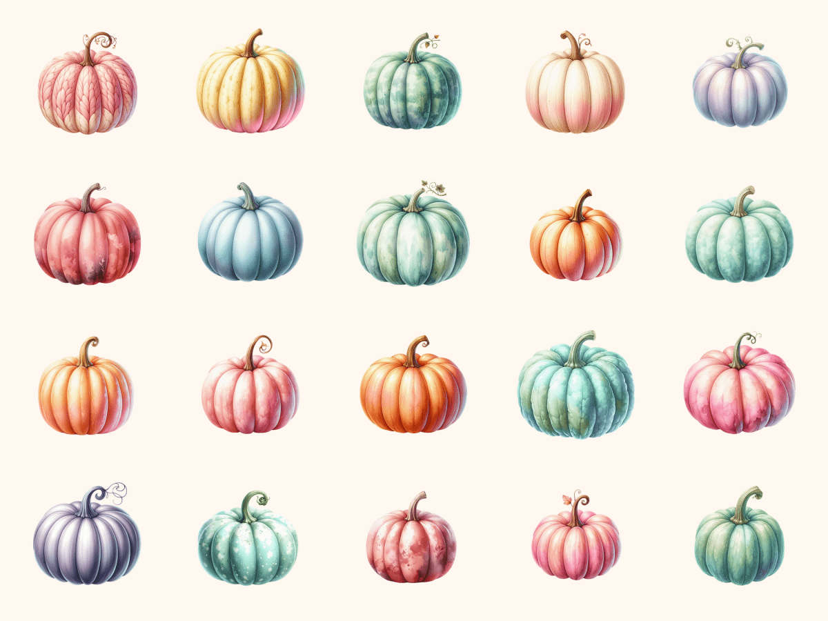 Pastel Pumpkins Clipart All Bundles Clipart Line Art - WondersArtist